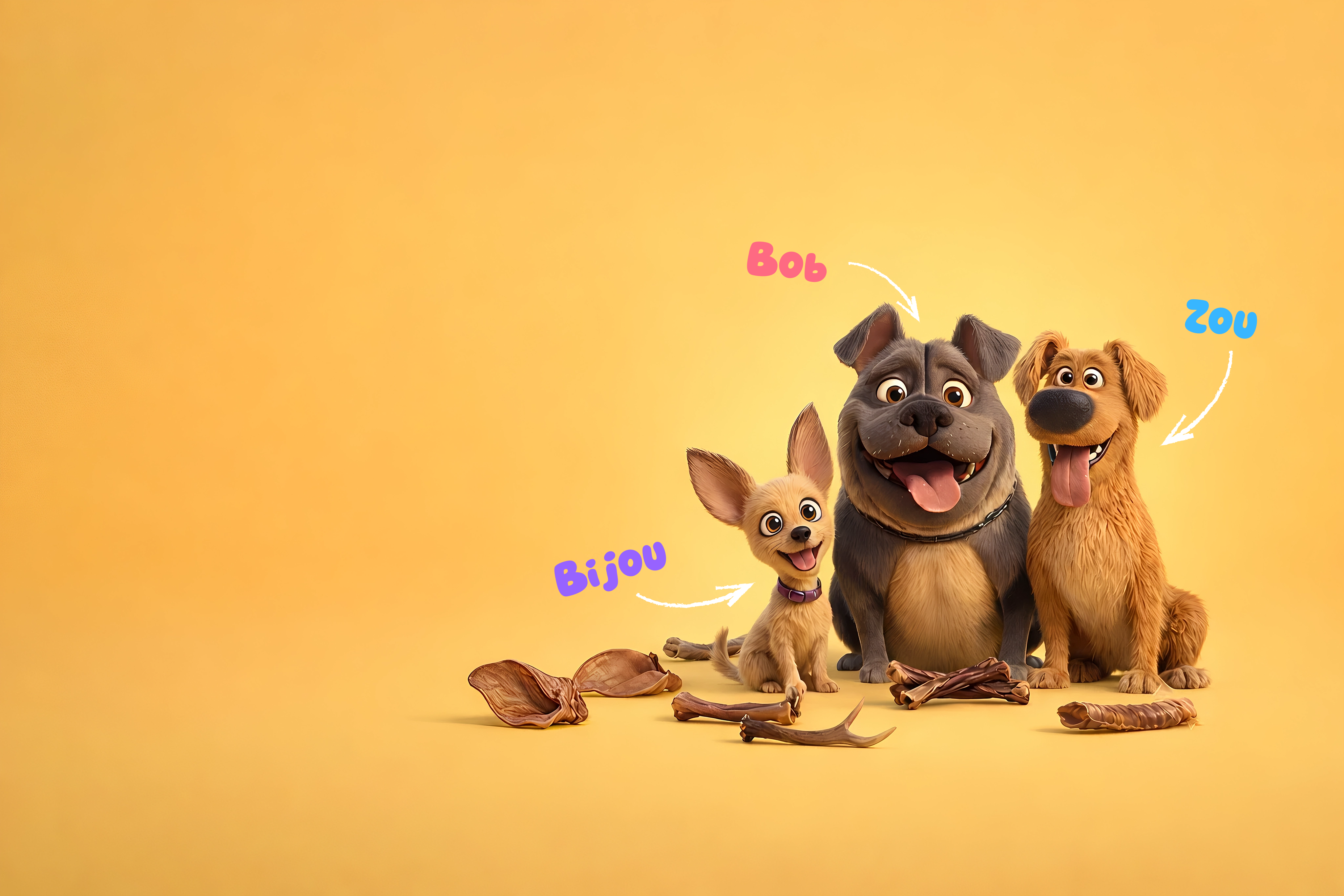 Chien avec des friandises naturelles